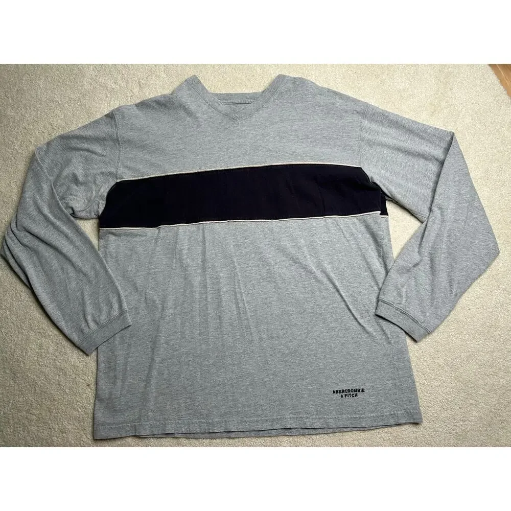 Abercrombie: Vintage Gray Stripe Sweatshirt